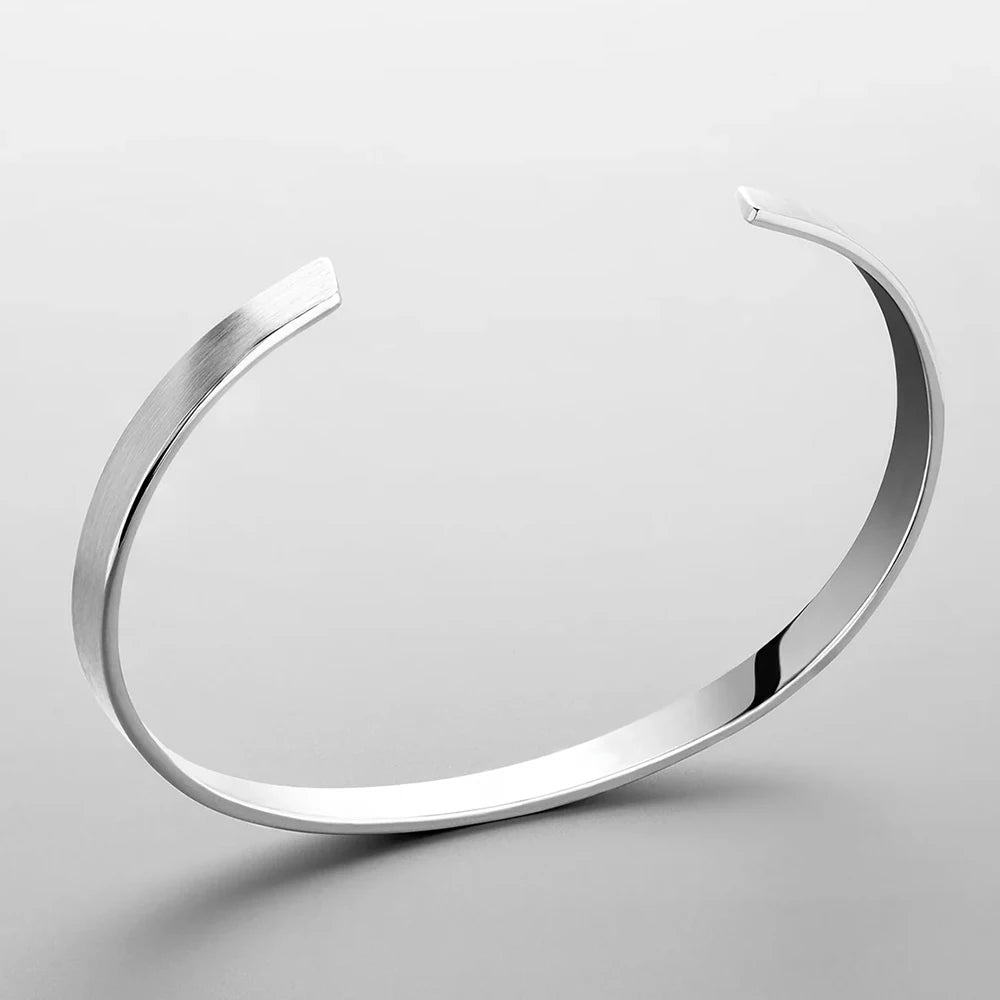 Emanco Simple Unisex Paragraph Cuff Stainless Steel Platinum Bracelet for Men'S Light Luxury High Quality Simple Accessories