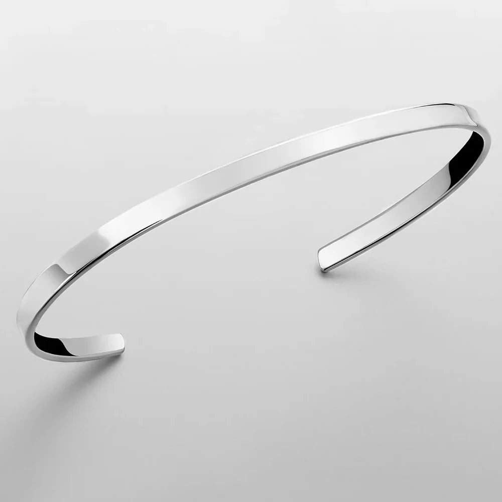 Emanco Simple Unisex Paragraph Cuff Stainless Steel Platinum Bracelet for Men'S Light Luxury High Quality Simple Accessories